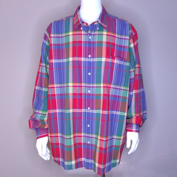 POLO RALPH LAUREN Long Sleeve Button Up Shirt 3XB Plaid XXXL 3XL BIG & TALL PONY - Picture 1 of 15